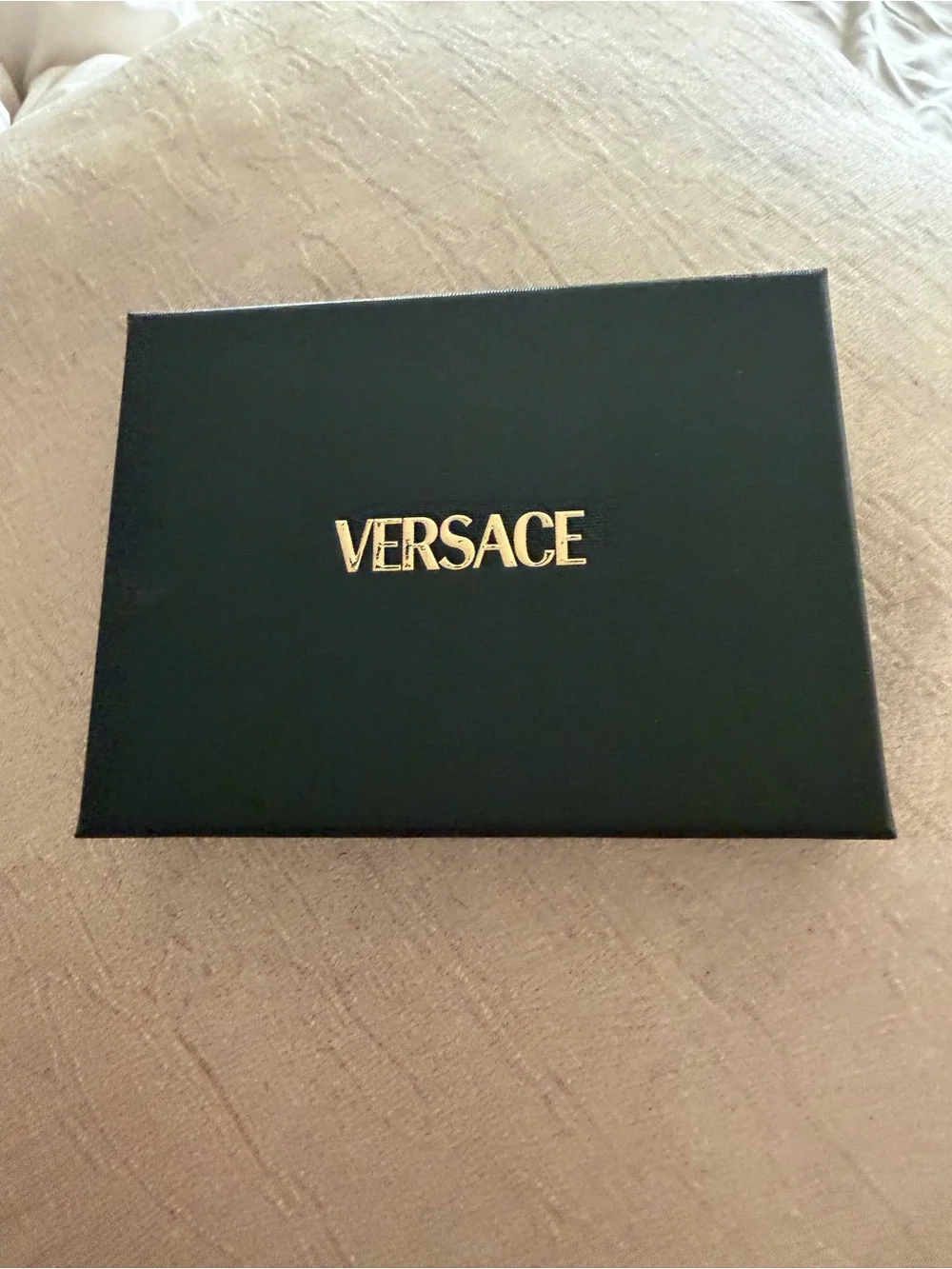 Versace Black Leather Card Holder with Signature Gold Medallion